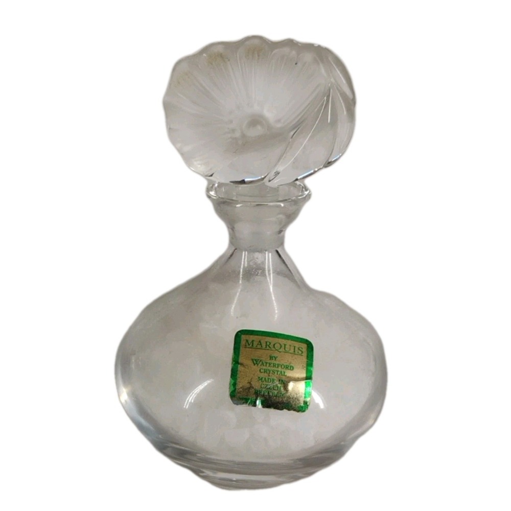Marquis By Waterford Crystal Perfume Bottle Partially Frosted Stopper Bath Salts